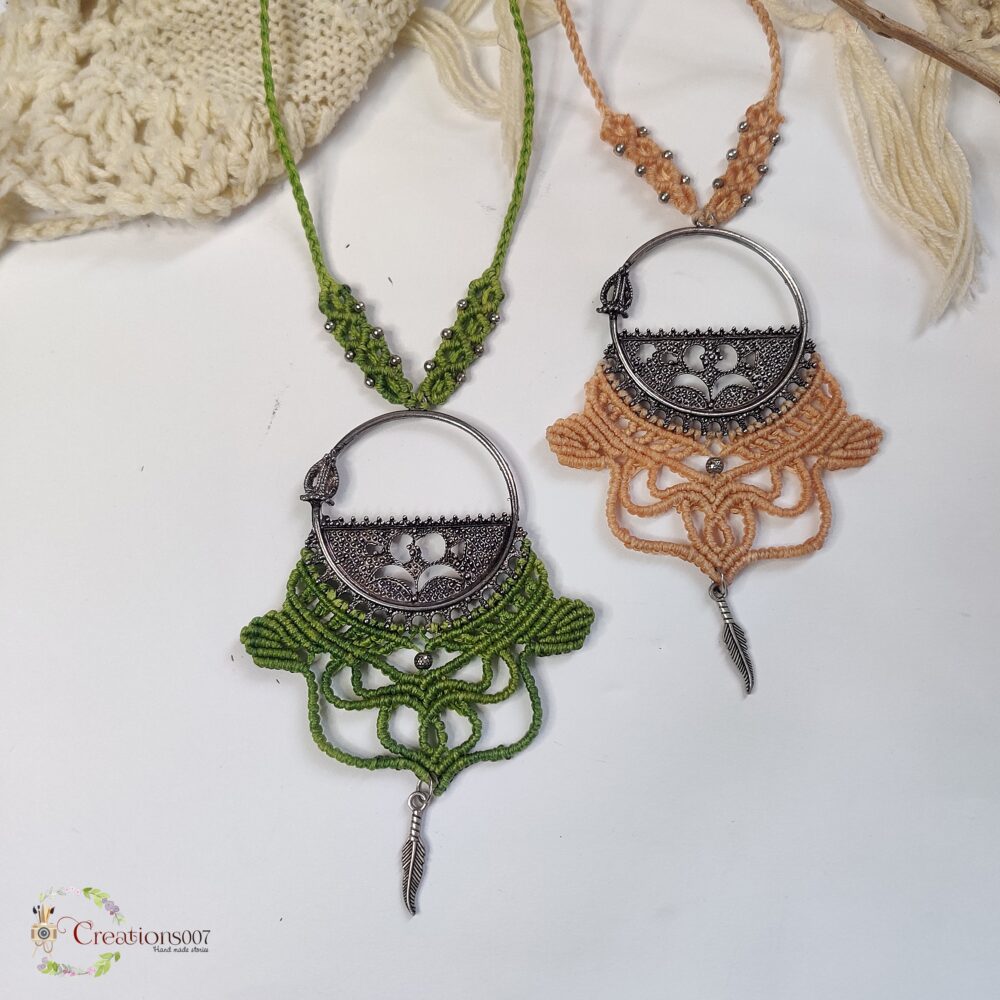 Half Lotus Macrame Necklace