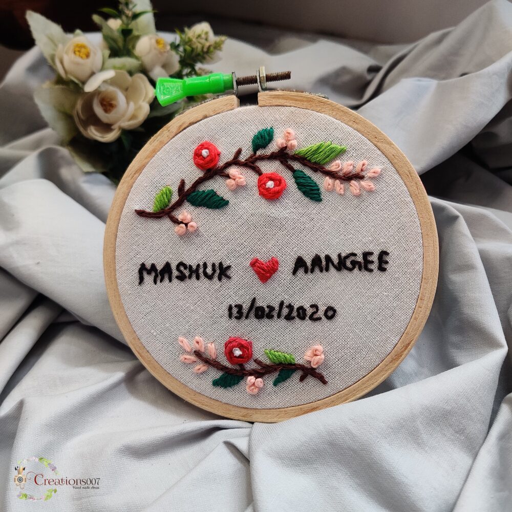 Name and Date Embroidery hoop